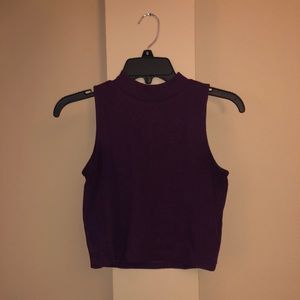 Cropped Purple High-Neck Tank Top